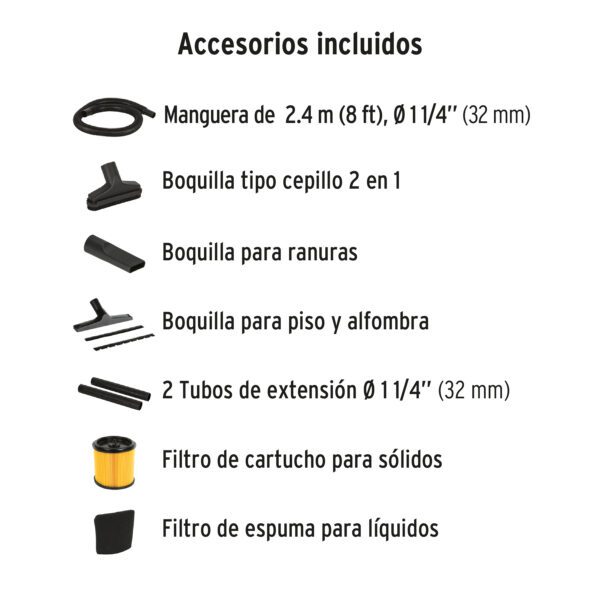 Aspiradora de sólidos y líquidos, 5 gal, acero inox, truper - Imagen 3