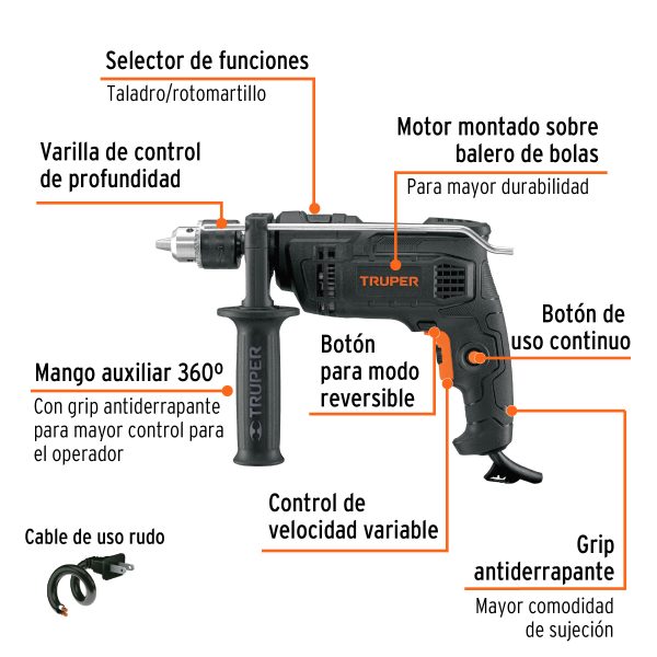 Rotomartillo 1/2", 700W, TRUPER INDUSTRIAL - Imagen 3