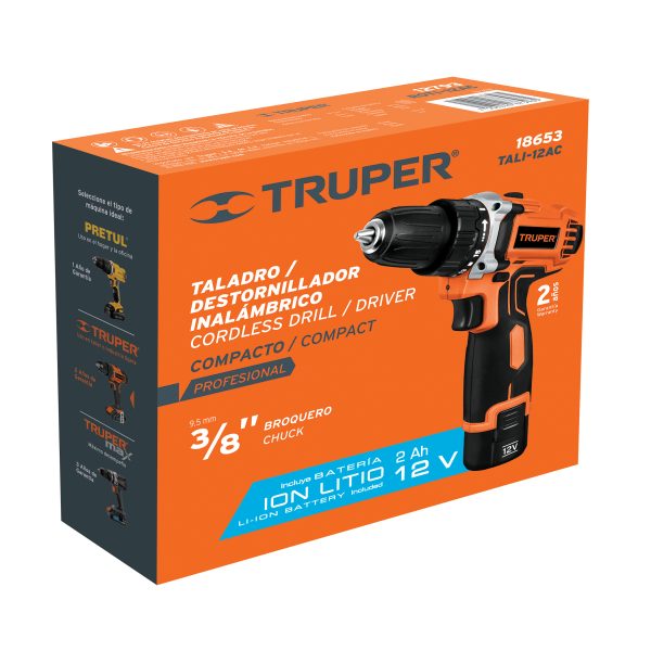 Taladro compacto inal. 3/8", 12V, TRUPER PRO - Imagen 4