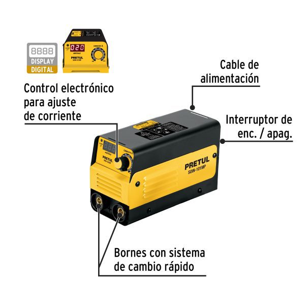 Mini soldadora inversora 100A, 127V, PRETUL - Imagen 2