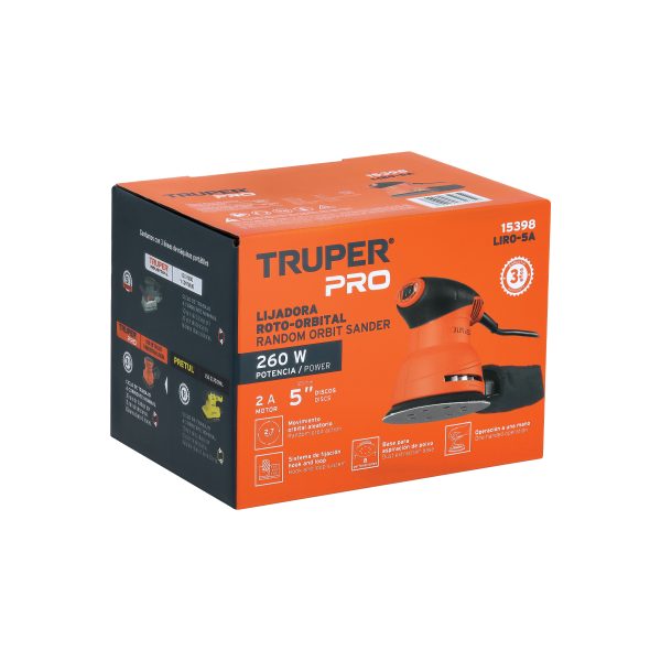 Lijadora roto orbital 5", 260W, TRUPER PRO - Imagen 4