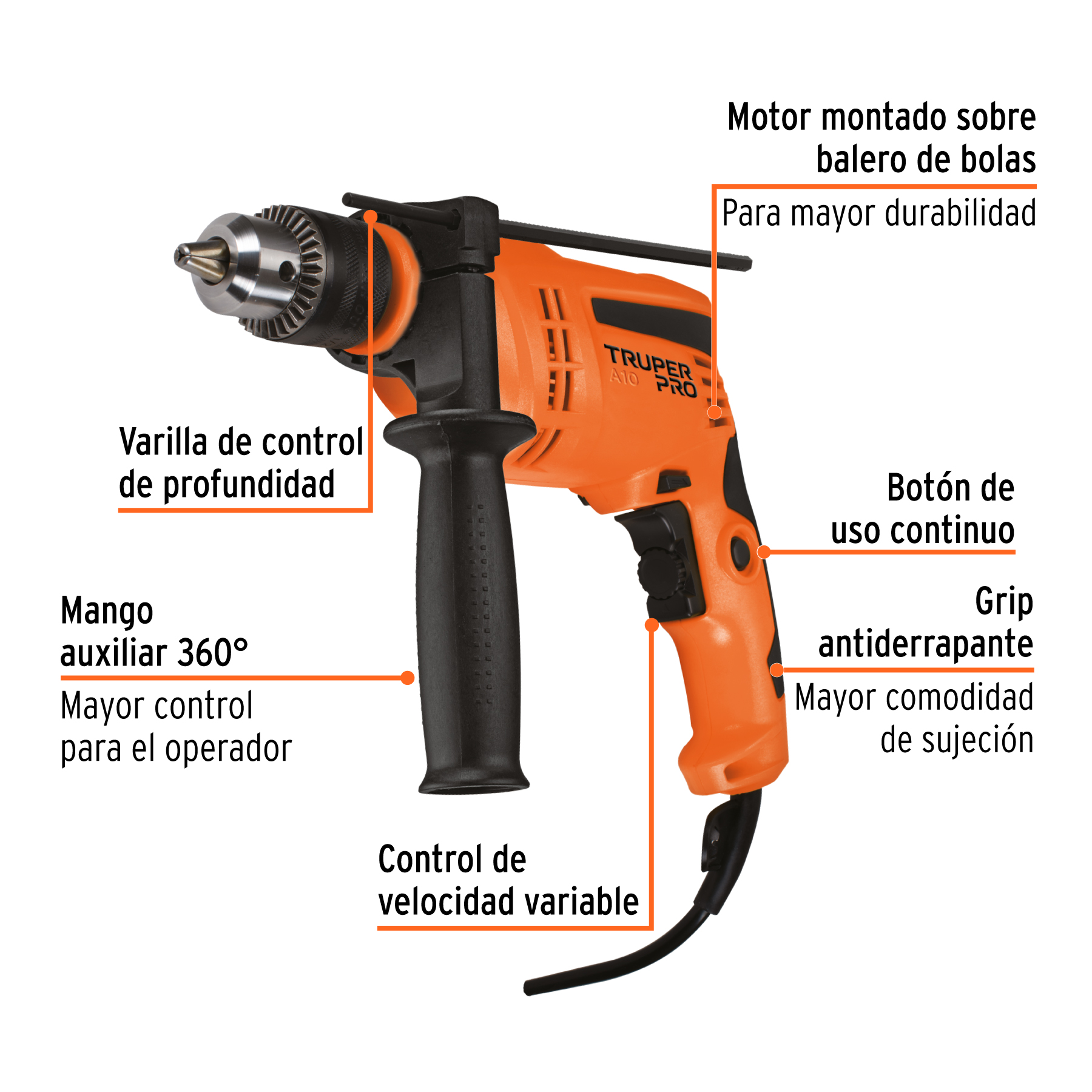 Rotomartillo 1/2", 600W, TRUPER PRO 101273 - Imagen 2