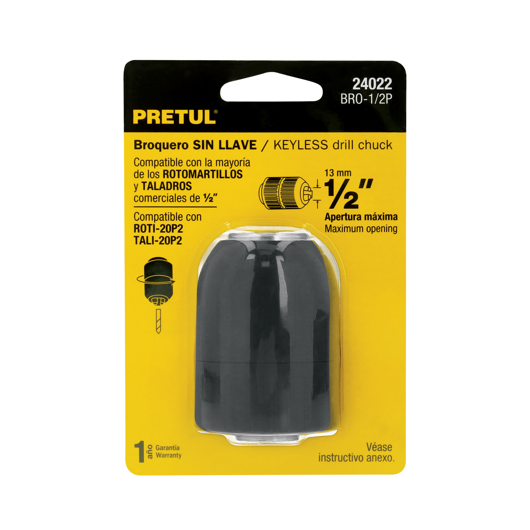 Broquero 1/2" sin llave, para máquinas inalámbricas, PRETUL 24022 - Imagen 3