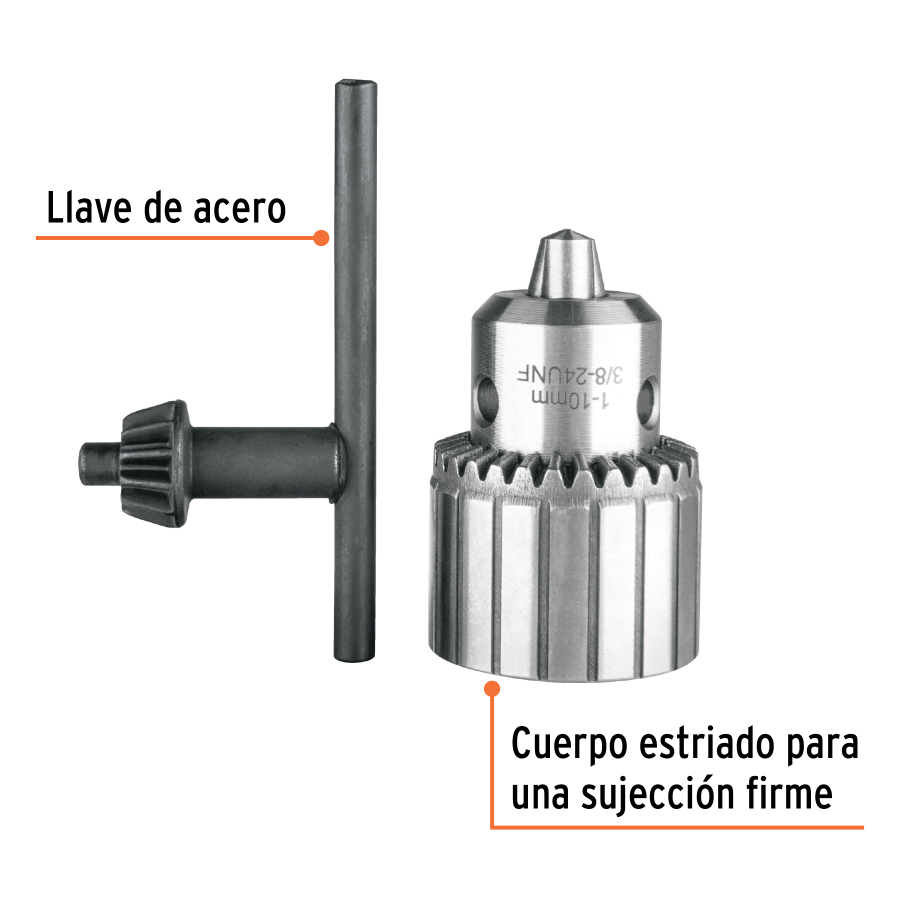 Broquero 3/8" con llave, cuerpo estriado, TRUPER EXPERT 102477 - Imagen 2