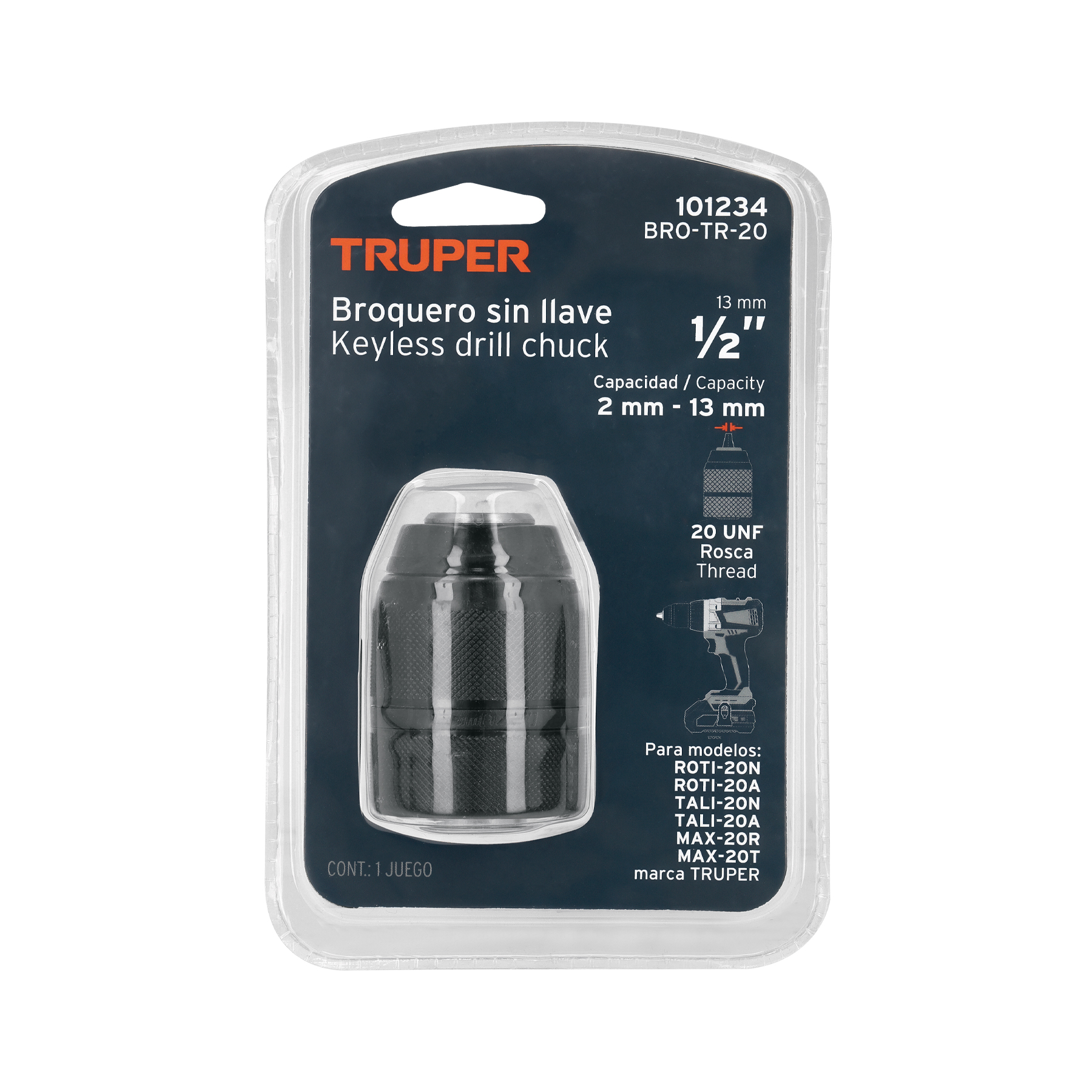 Broquero 1/2" sin llave, para máquinas inalámbricas, TRUPER 101234 - Imagen 3