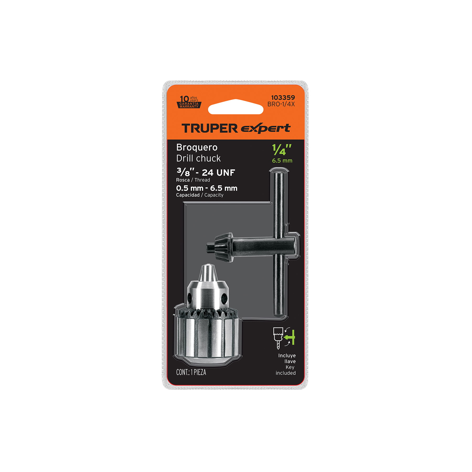 Broquero 1/4" con llave, cuerpo estriado, TRUPER EXPERT 103359 - Imagen 3
