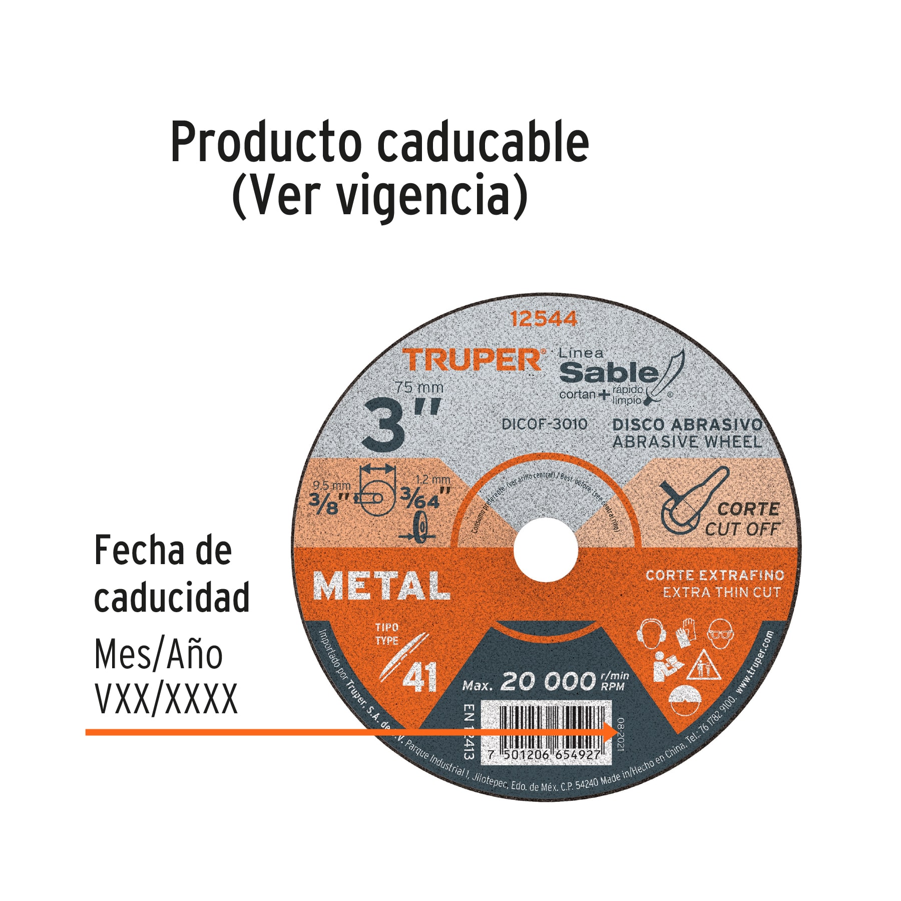 Disco abrasivo de corte preciso metal 3" x 1 mm, TRUPER 12544 - Imagen 3